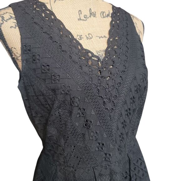 LOFT Black A-Line Midi Dress Sleeveless V-Neck Size 2 NWT - Picture 4 of 6